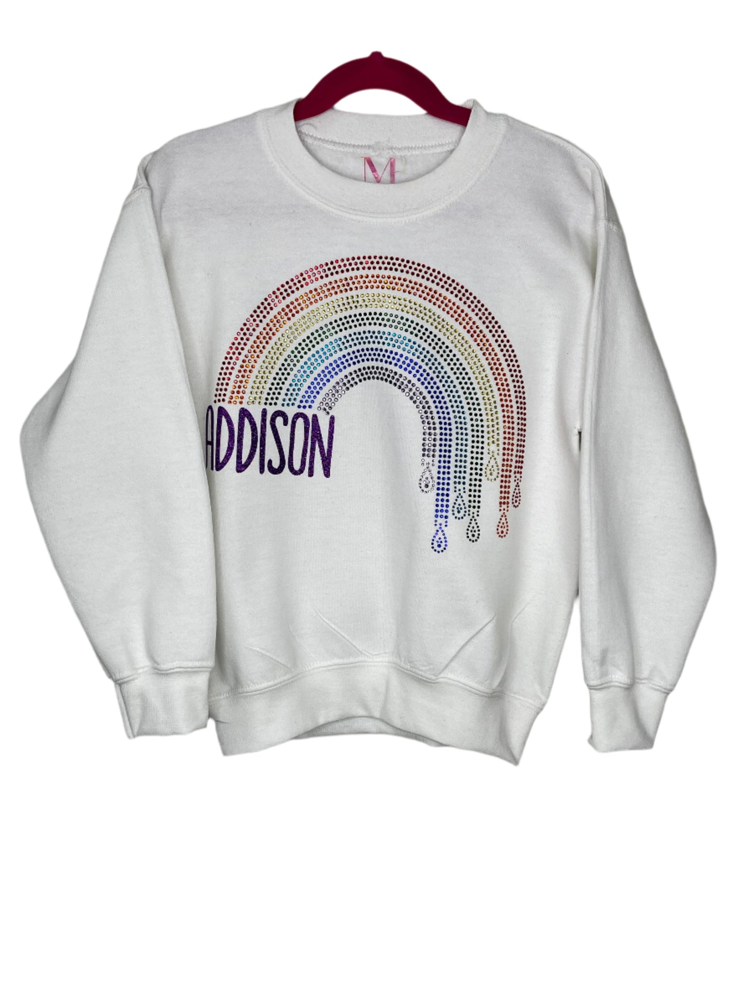 KIDS Name Rainbow White Sweatshirt