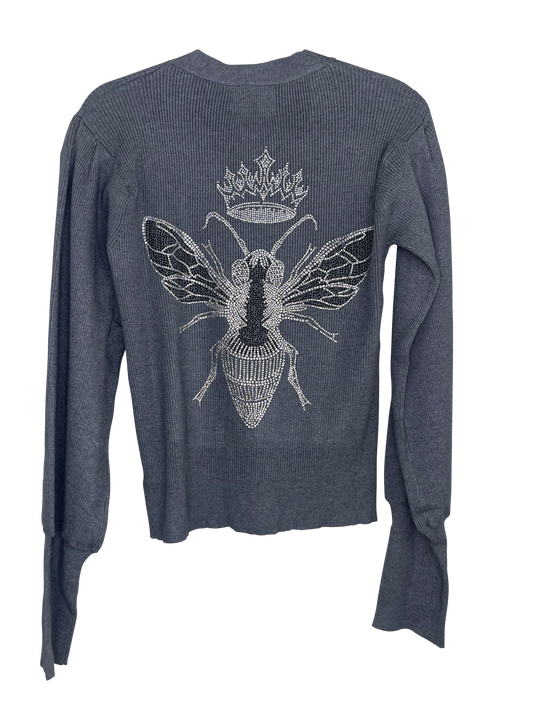 Sweater, Cardigan Gray, Silver Queen Bee