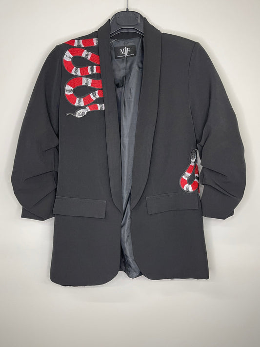 Blazer, Ruched Black, Red Snakes