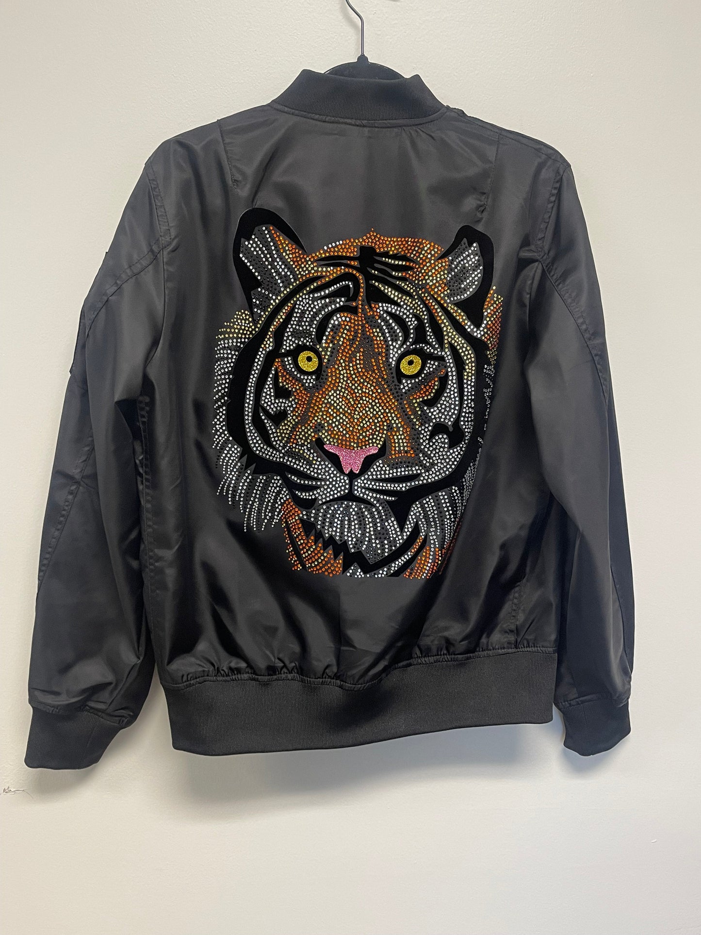 Jacket, Bomber Black, Orange Tiger Face