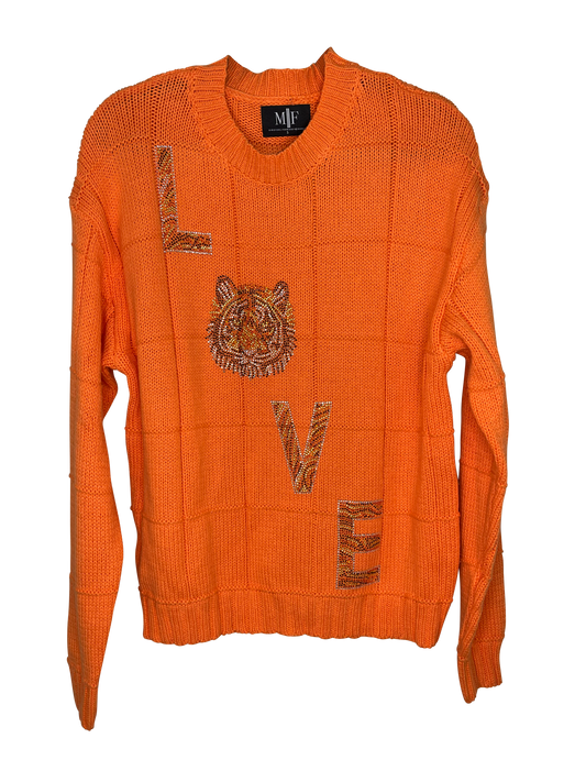 Sweater, Diamond Stitch Orange, LOVE Tiger