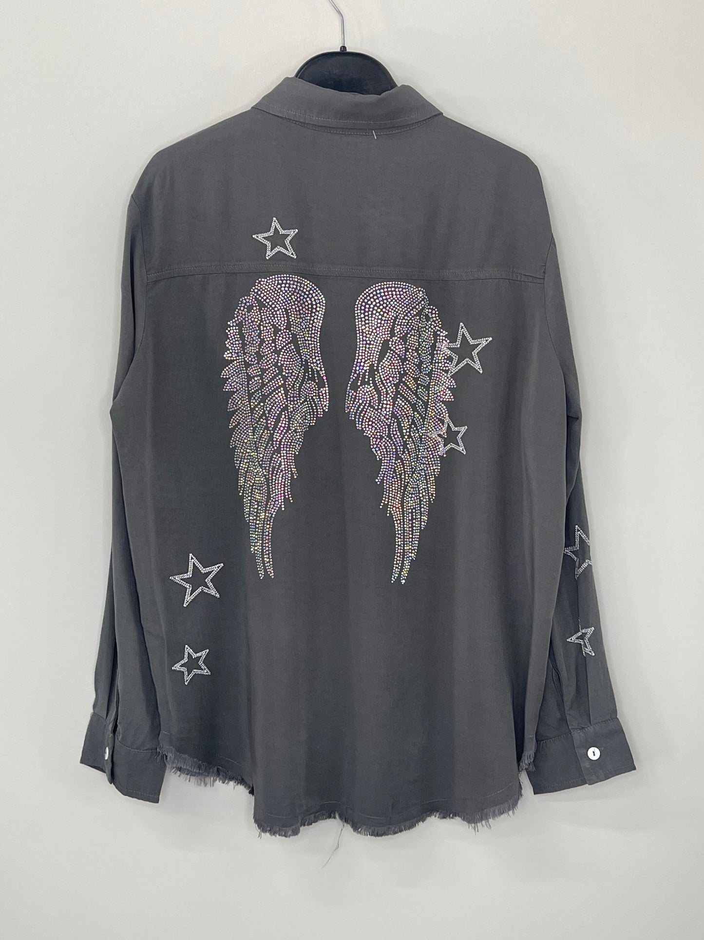 Shirt, Embroidered Star Gray, Iridescent Wings