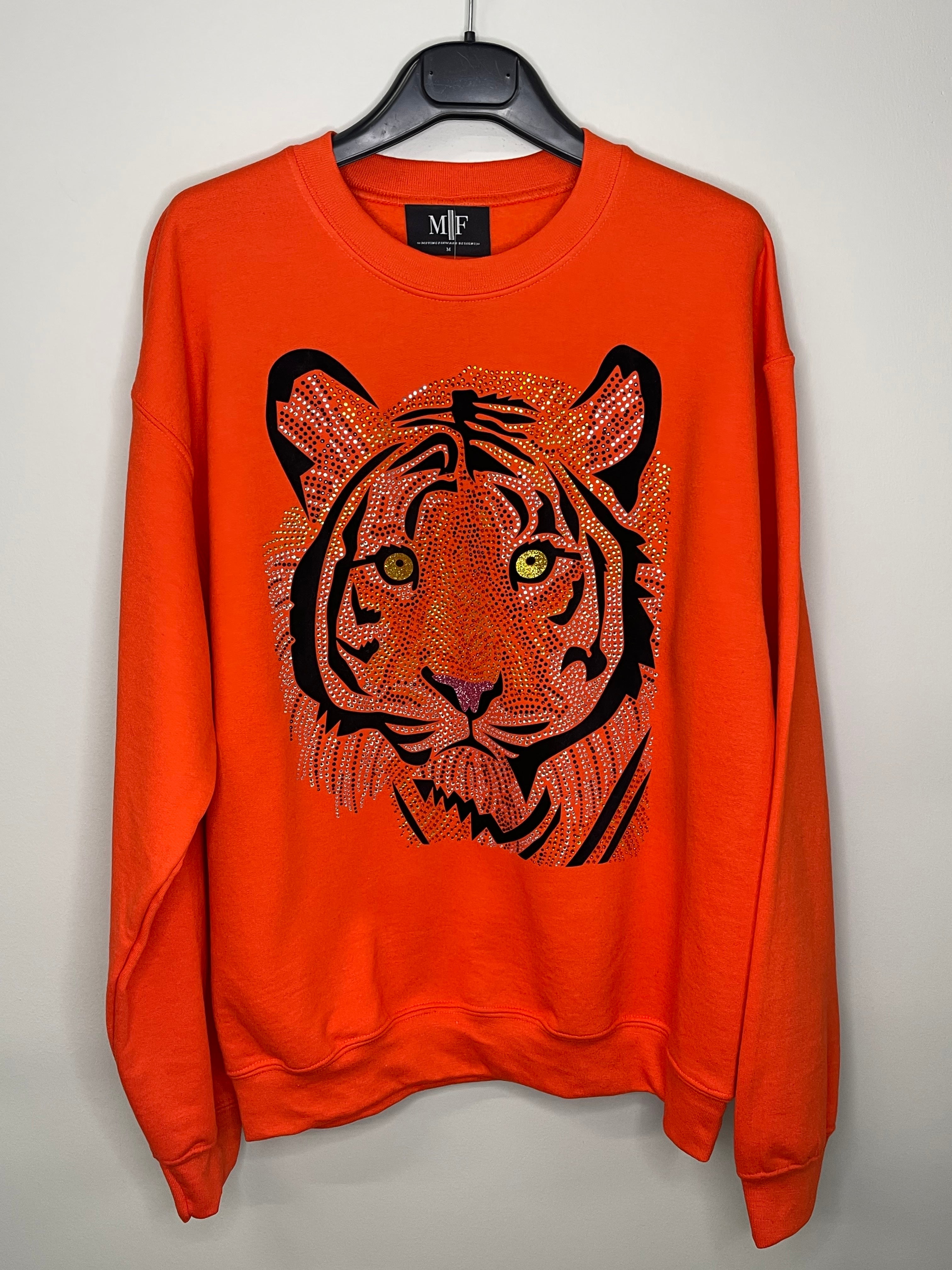 Sweatshirt, Crewneck Orange, Tiger Face