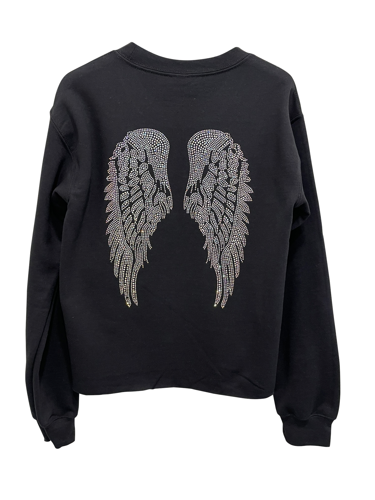 Sweatshirt, Crewneck Black, Iridescent Wings on back