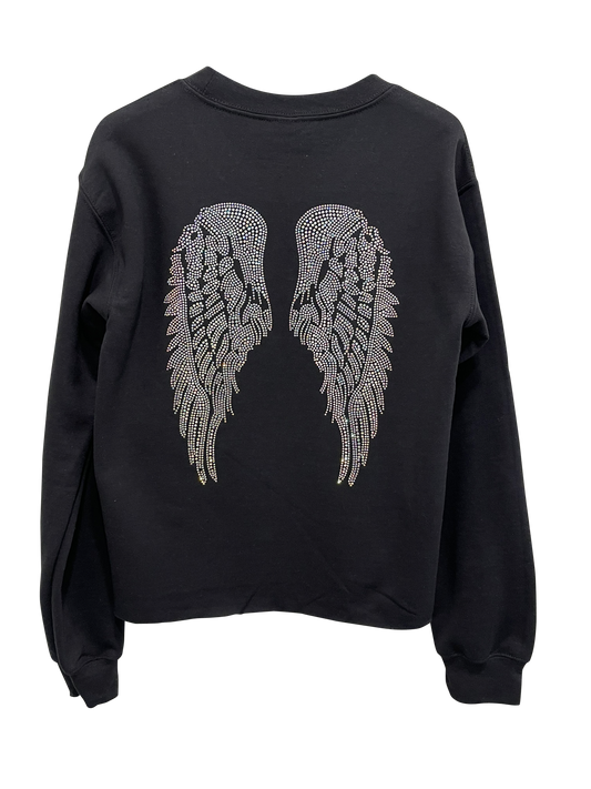 Sweatshirt, Crewneck Black, Iridescent Wings on back