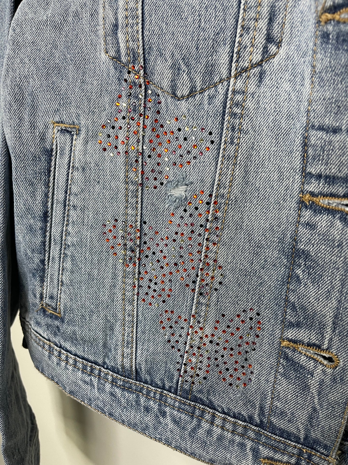 Jacket, Blue Denim, Butterflies