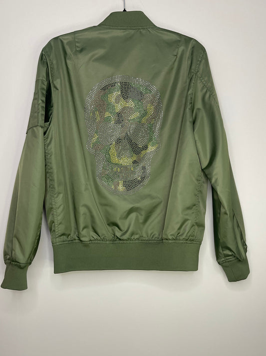 Jacket, Bomber Green, Camo Skull