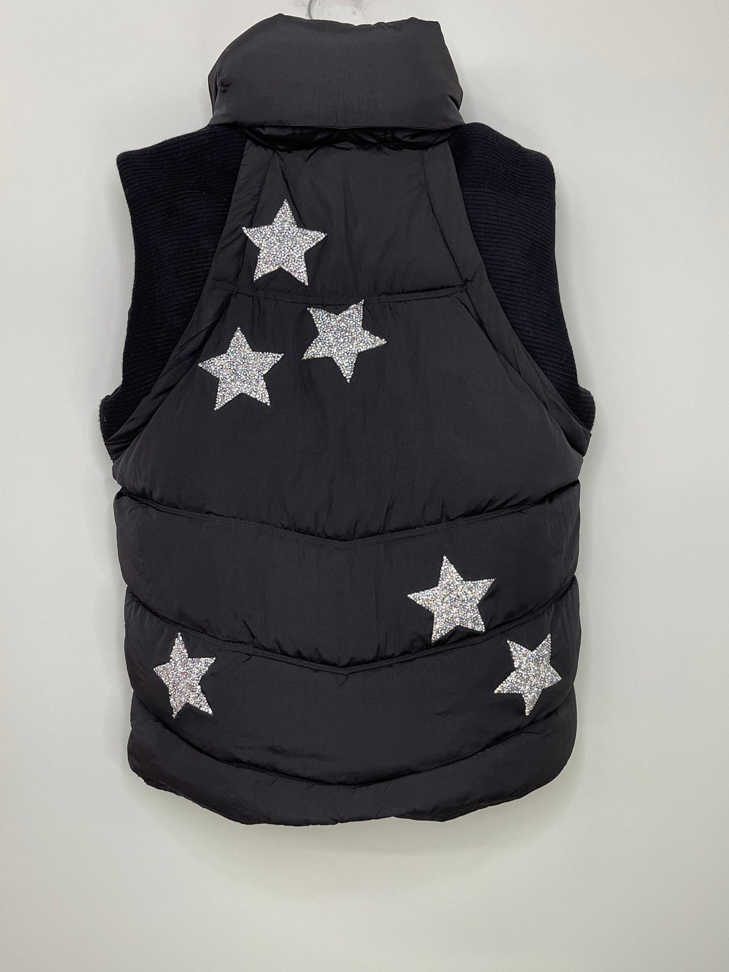 Vest, Puffer Black, Silver Stars