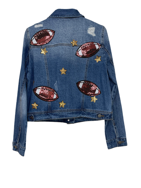 Game Day Jacket, Blue Denim, Football Explosion