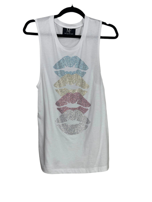 Tank, Muscle Racerback White, Lips Line Up