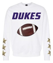 Licensed Game Day Sweatshirt, Crewneck White, JMU Dukes Football & Stars