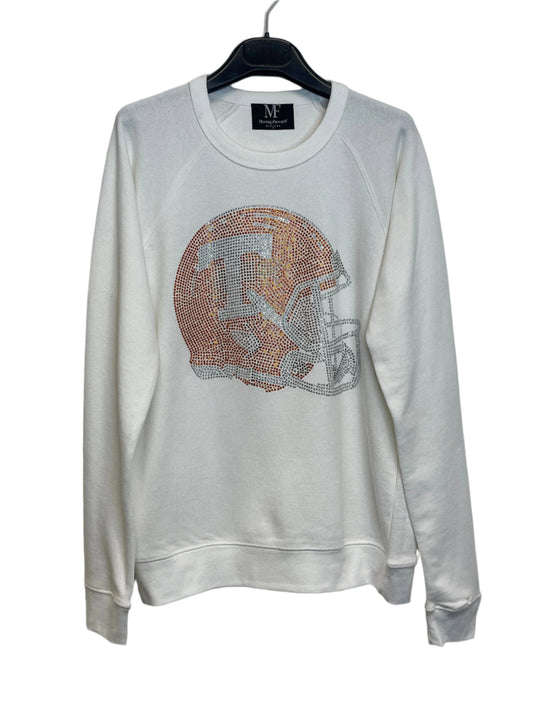 Licensed Game Day Sweatshirt, Crewneck White, Tennessee Vols Helmet w/ T