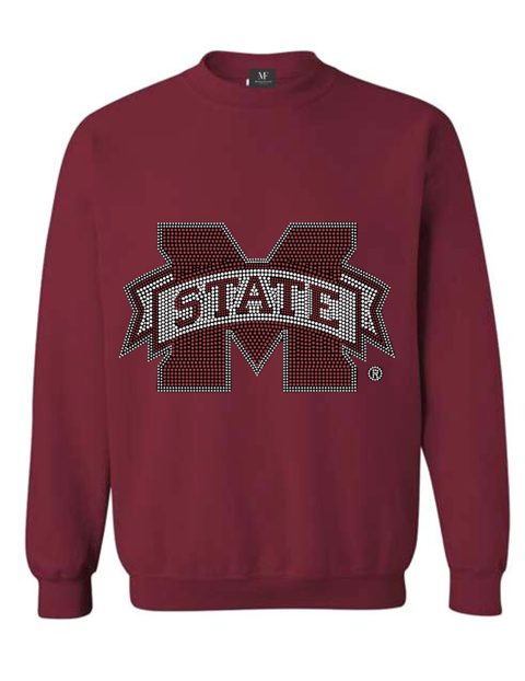 Licensed Game Day Sweatshirt, Crewneck Maroon, Mississippi State M State