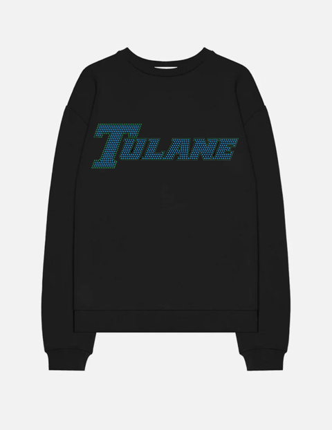 Licensed Game Day Sweatshirt, Crewneck Black, Sky Blue Tulane