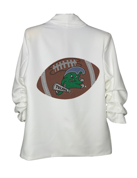 Licensed Game Day Blazer, Ruched White, Tulane Football