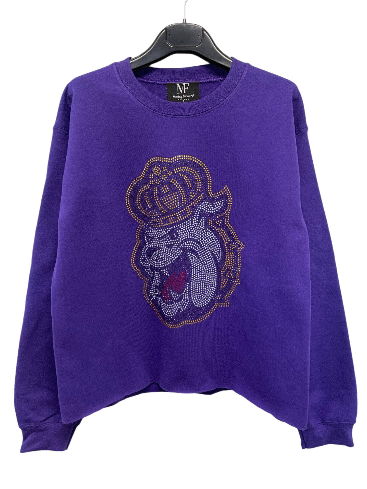 Licensed Game Day Sweatshirt, Crewneck Purple, Crystal JMU Bulldog