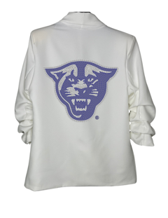 Licensed Game Day Blazer, Ruched White, Georgia State Panther Head