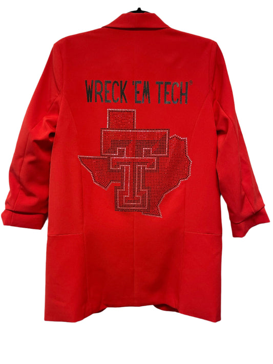 Licensed Game Day Blazer, Ruched Red, Texas Tech Wreck Em Tech TT