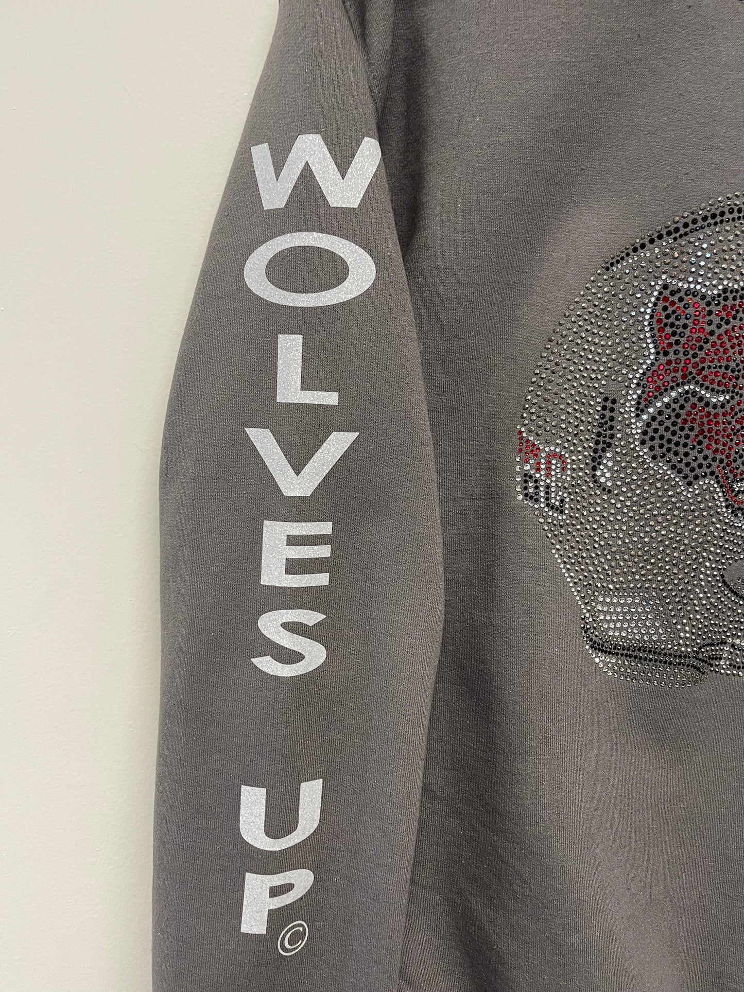 Licensed Game Day Sweatshirt, Crewneck Gray, Arkansas State Wolves Up Helmet