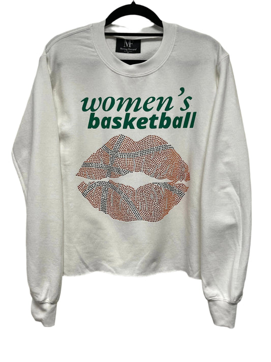 Licensed Game Day Sweatshirt, Crewneck White, Women's Michigan State Spartans Basketball Lips