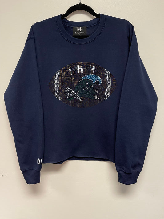 Licensed Game Day Sweatshirt, Crewneck Navy, Tulane Football & Wrist