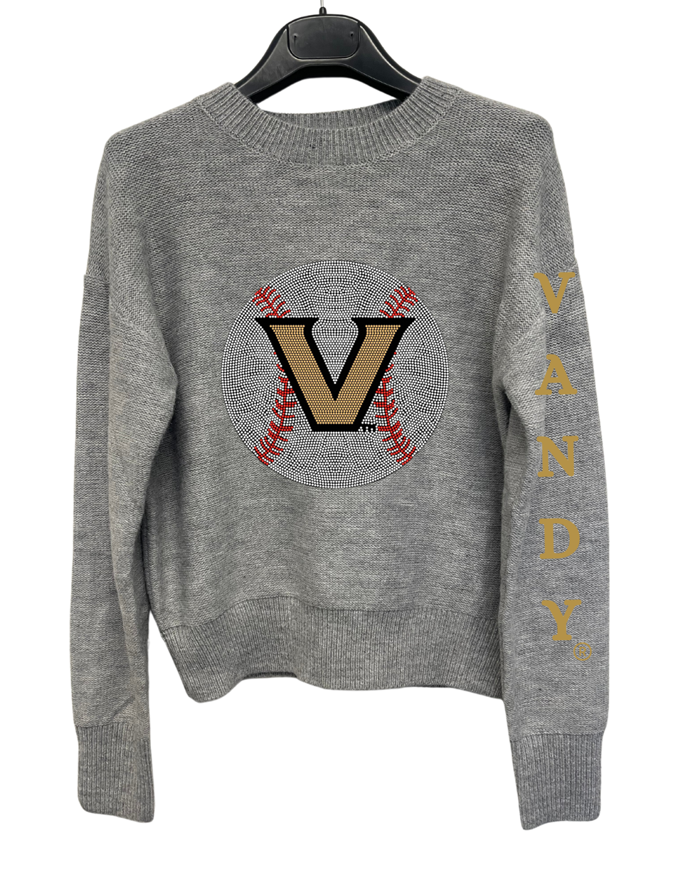 Licensed Game Day Sweater, Crewneck Gray, Vanderbilt Vandy Baseball