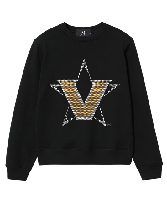 Licensed Game Day Sweatshirt, Crewneck Black, Vanderbilt Star V