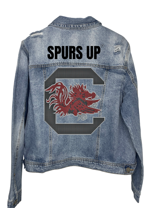 Licensed Game Day Jacket, Denim, University of South Carolina, Spurs Up Gamecock