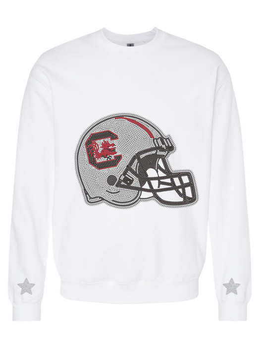 Licensed Game Day Sweatshirt, Crewneck White, University of South Carolina Helmet