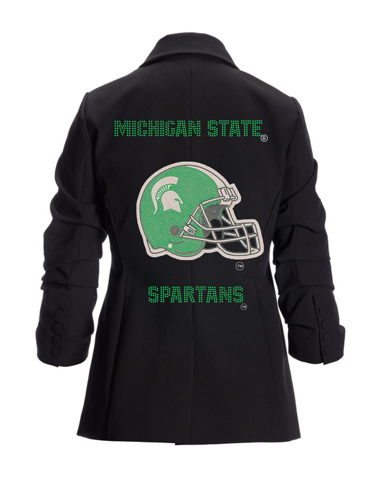 Licensed Game Day Blazer, Black Ruched, Michigan State Spartans Football Helmet