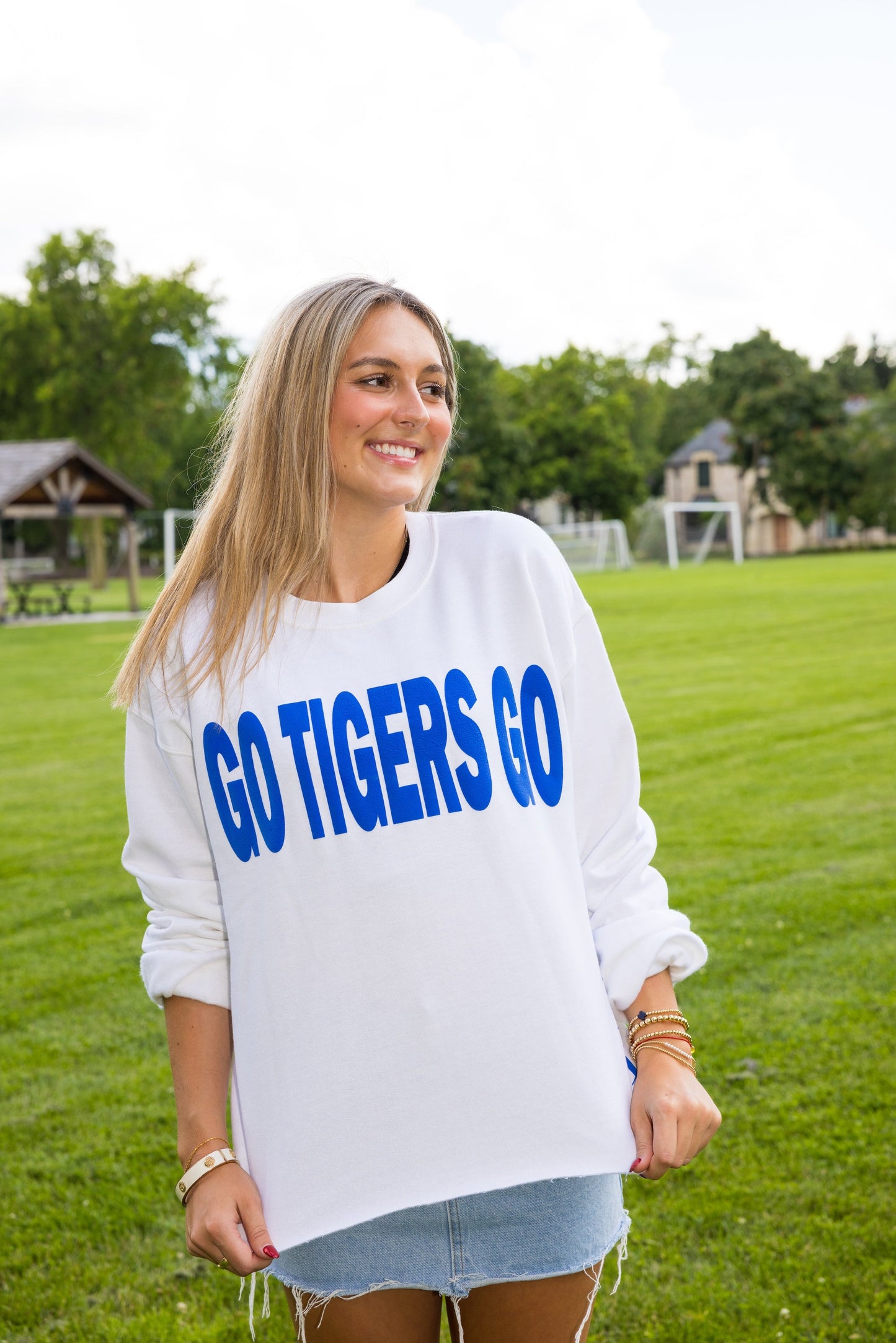 Game Day Sweatshirt, Crewneck White, Go Tigers Go Memphis