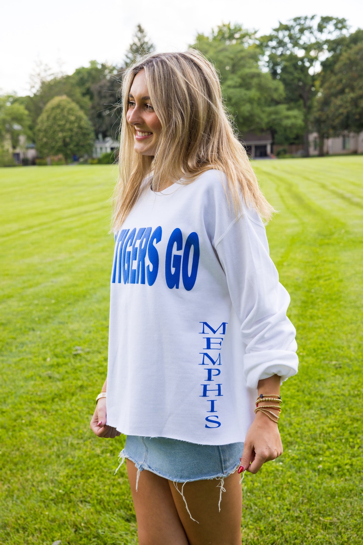 Game Day Sweatshirt, Crewneck White, Go Tigers Go Memphis