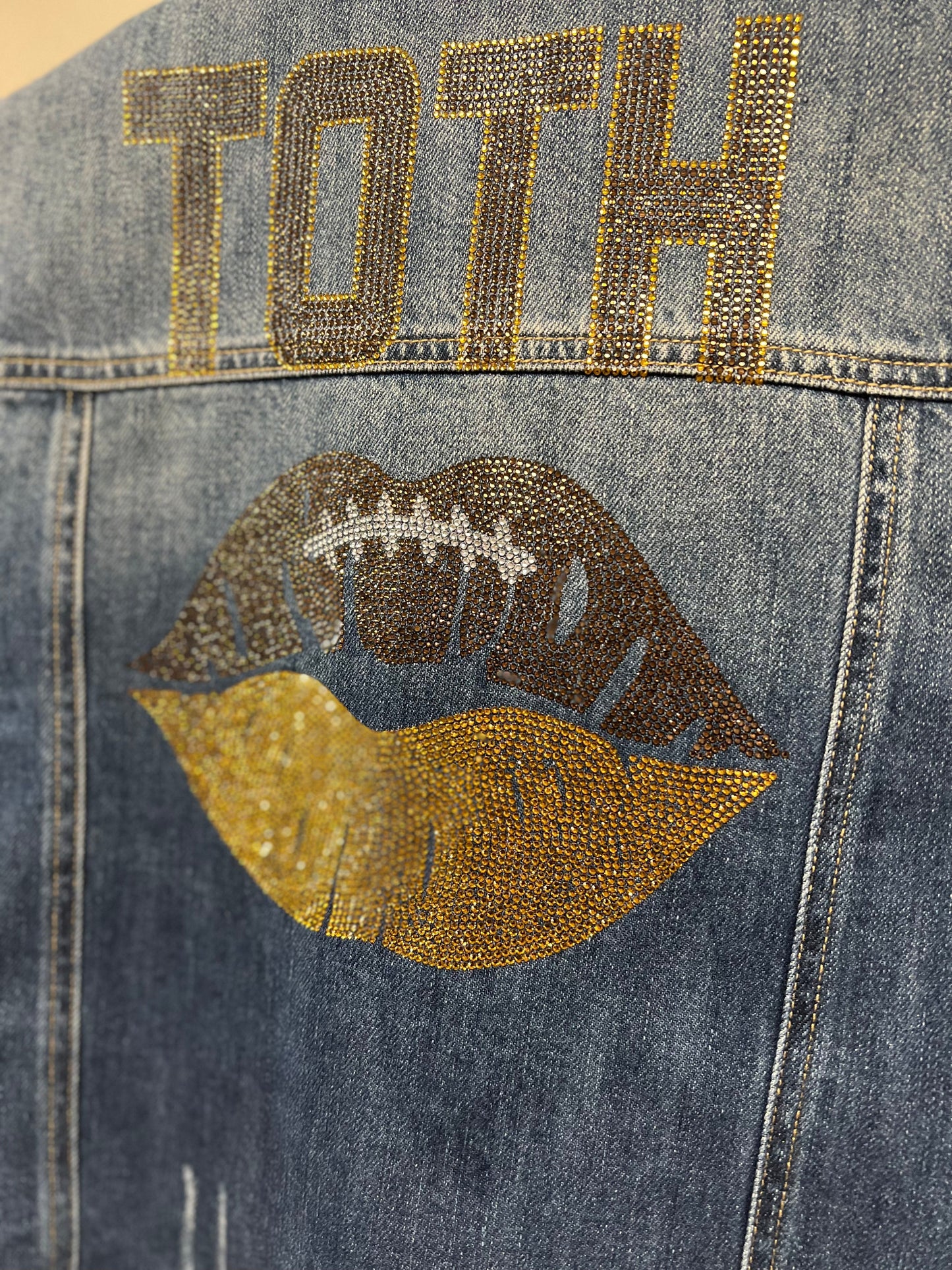 Game Day Vest, Denim, CUSTOM Initial and Lips