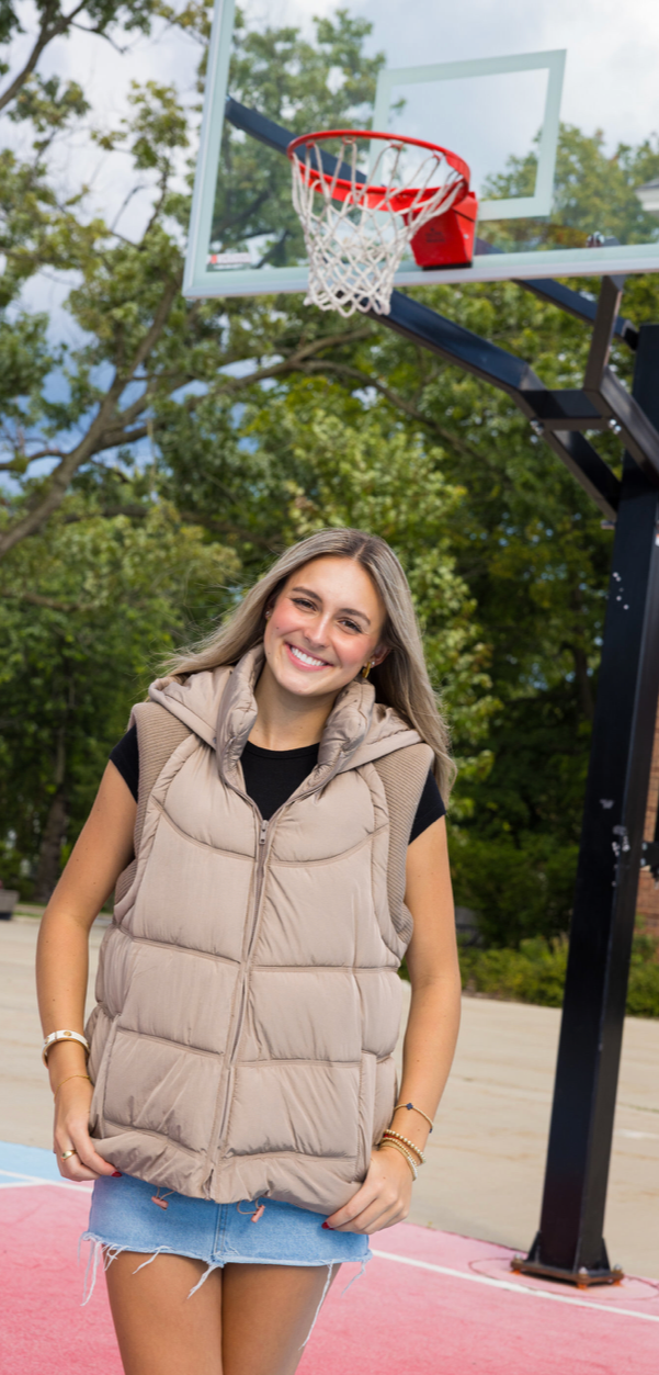 Game Day Vest, Puffer Tan, Nothing But Net