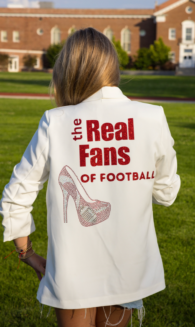 Game Day Blazer, Ruched White, Real Fans of Football