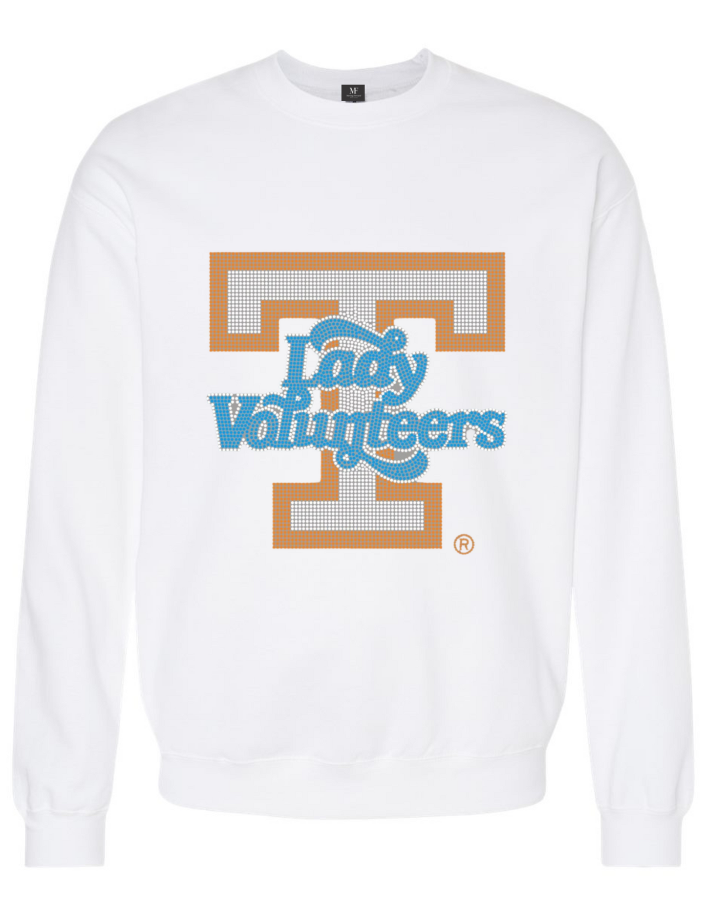 Licensed Game Day Sweatshirt, Crewneck White, Crystal Tennessee Lady Volunteers T