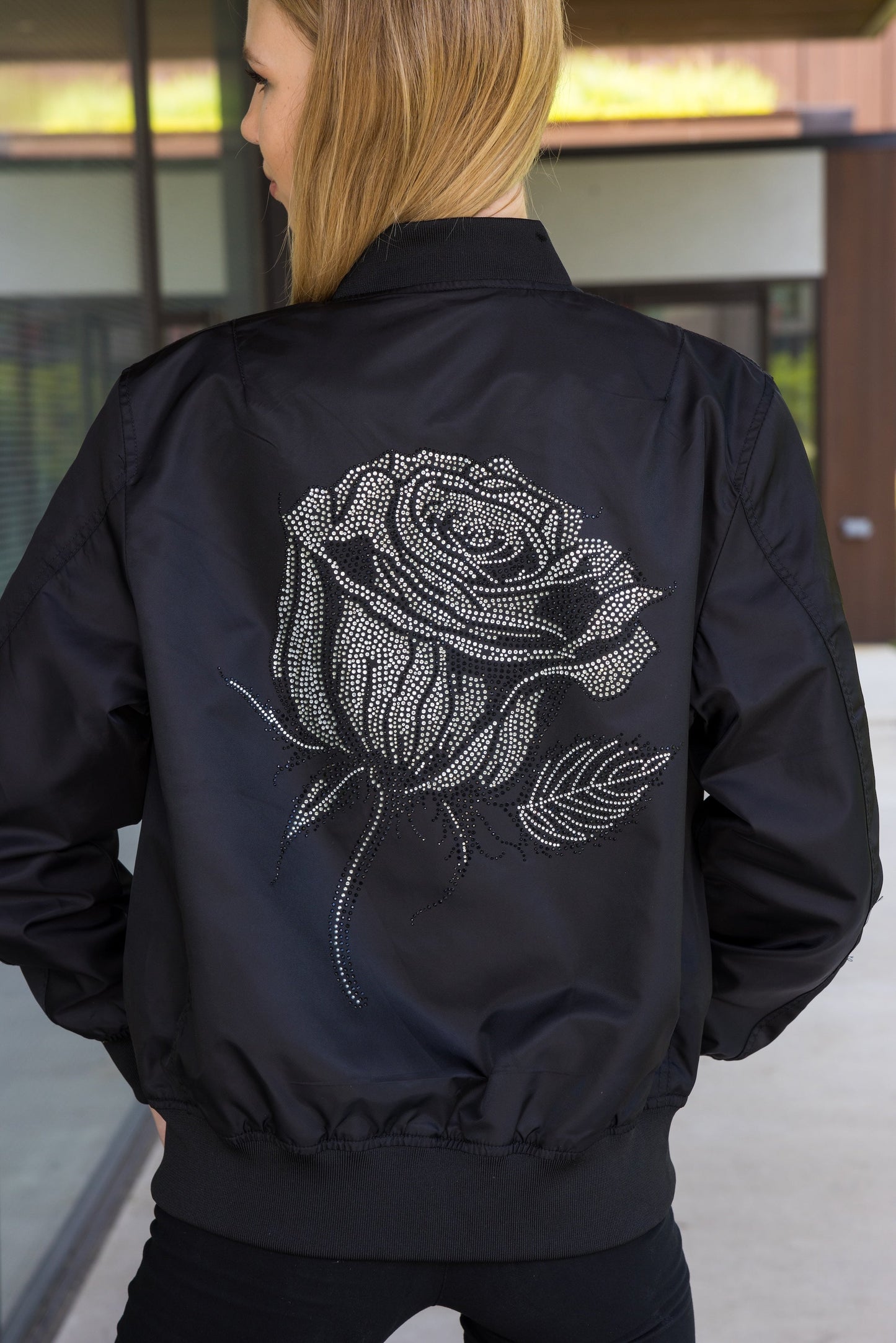 Jacket, Bomber Black, Metallic Rose