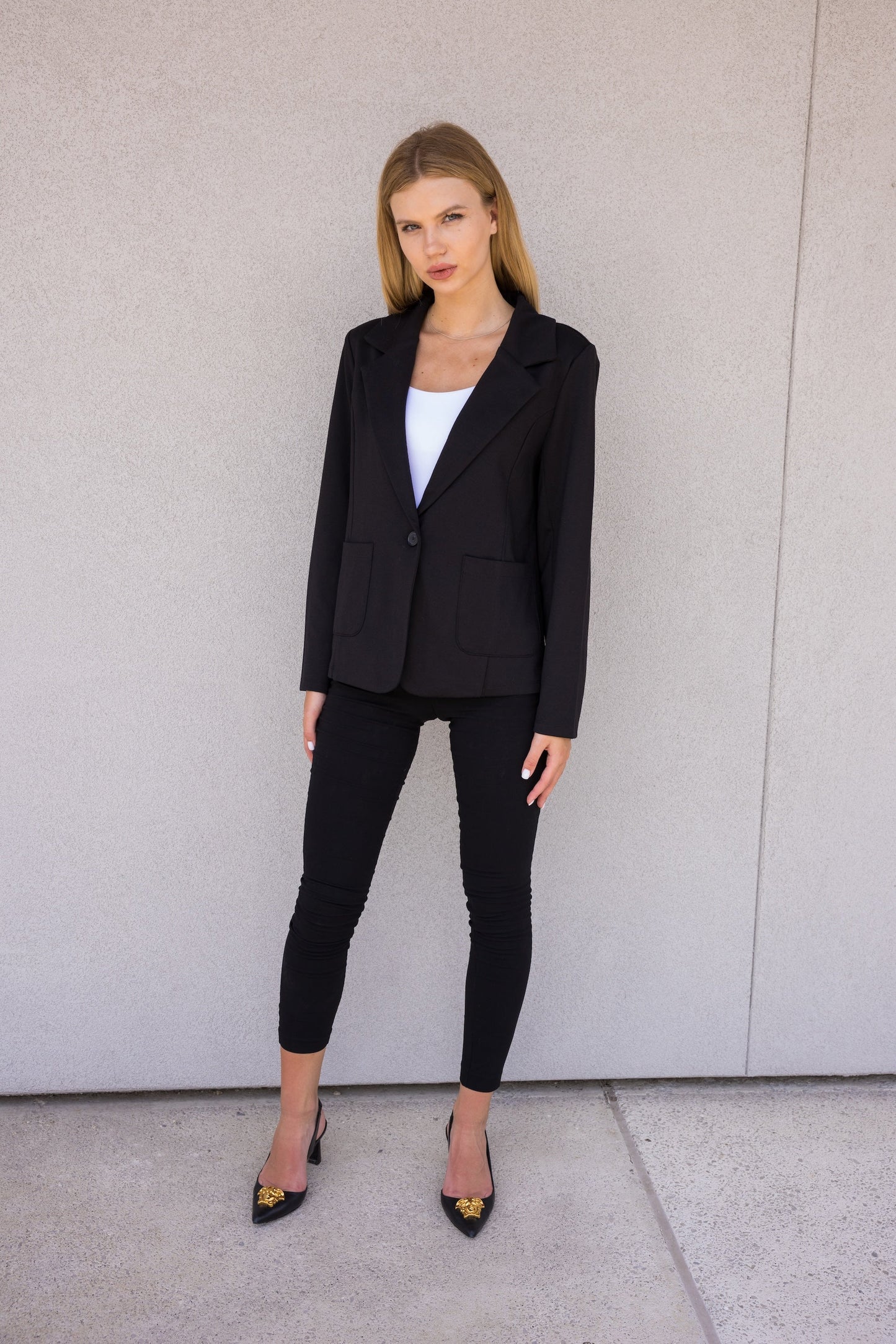 Blazer, Stretch Patch Pocket Black, Metallic Rose