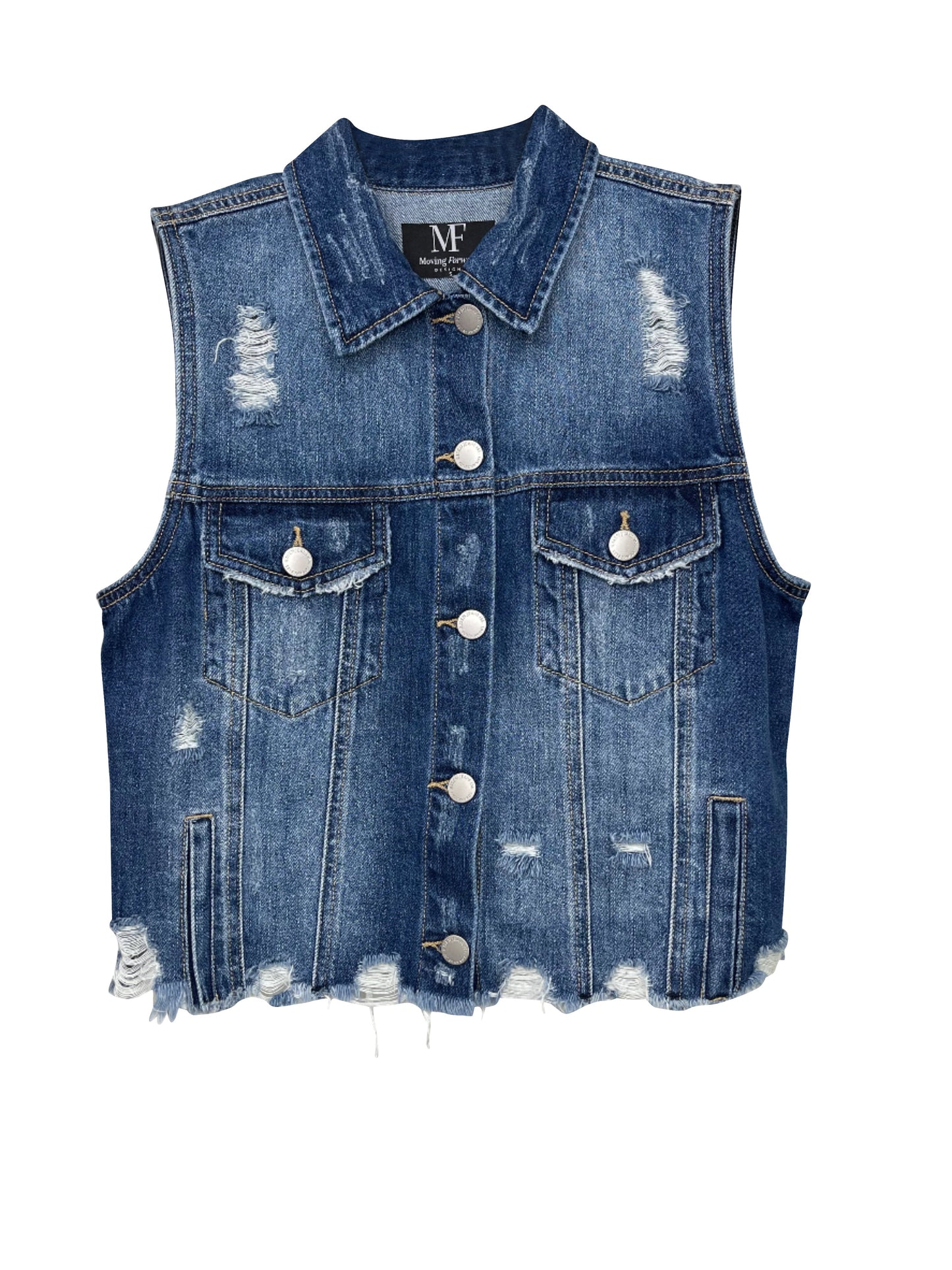 Vest, Denim, Camo Skull