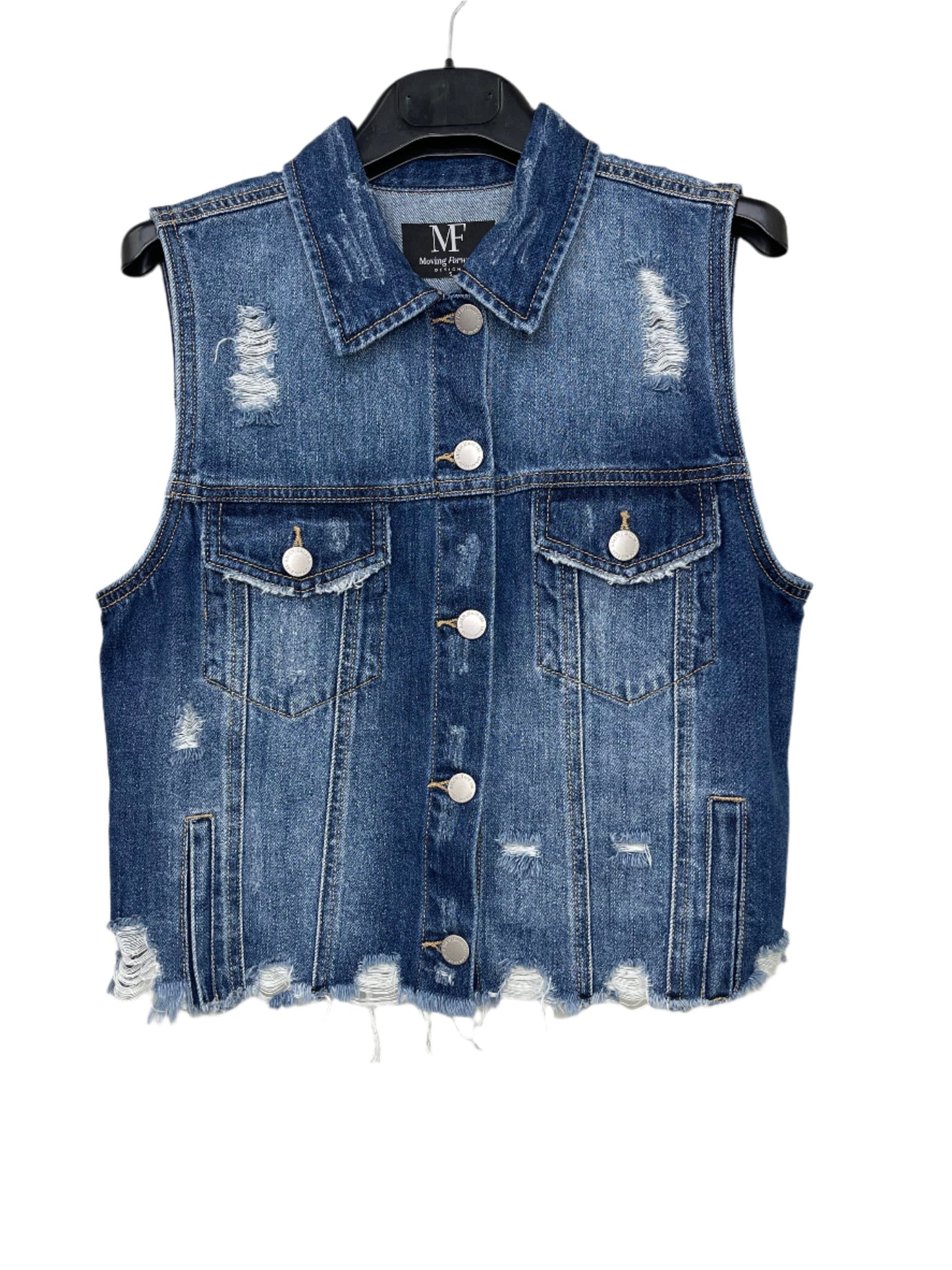 Vest, Denim, Camo Skull