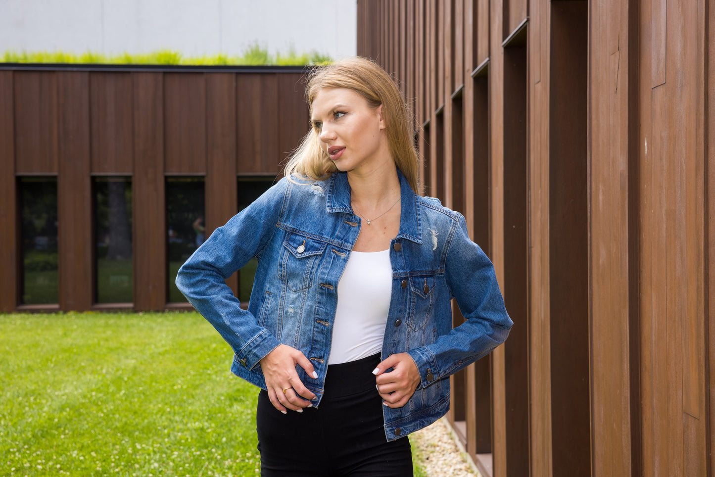 Jacket, Blue Denim, Lips Line Up