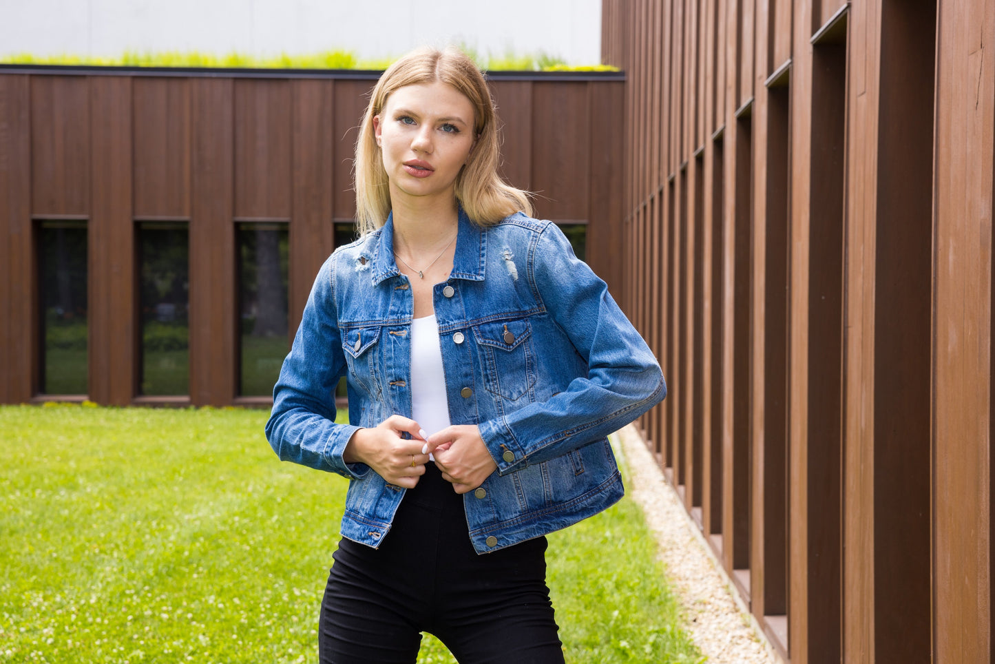 Jacket, Blue Denim, Lips Line Up