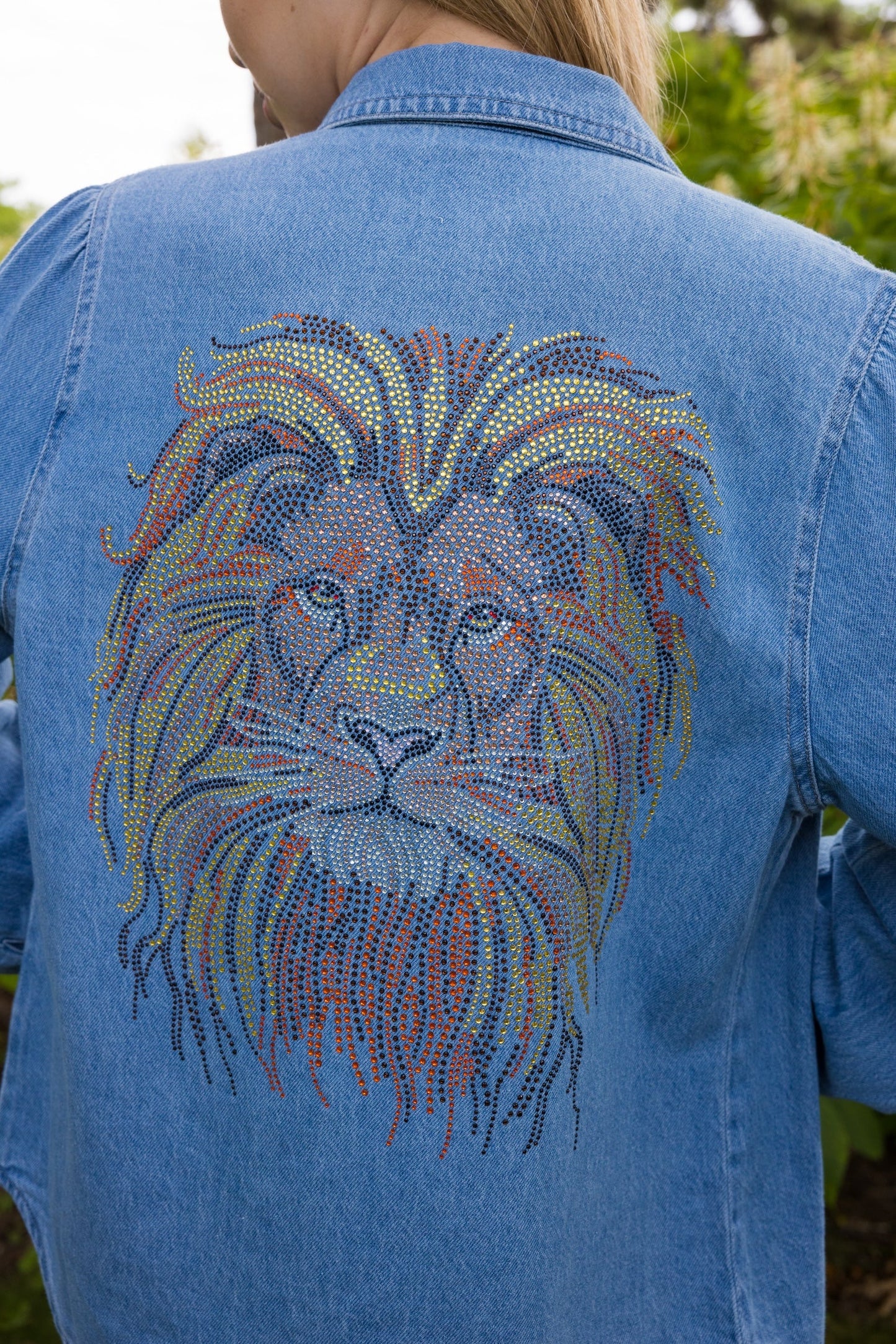 Shirt, Denim Shirred, Lion