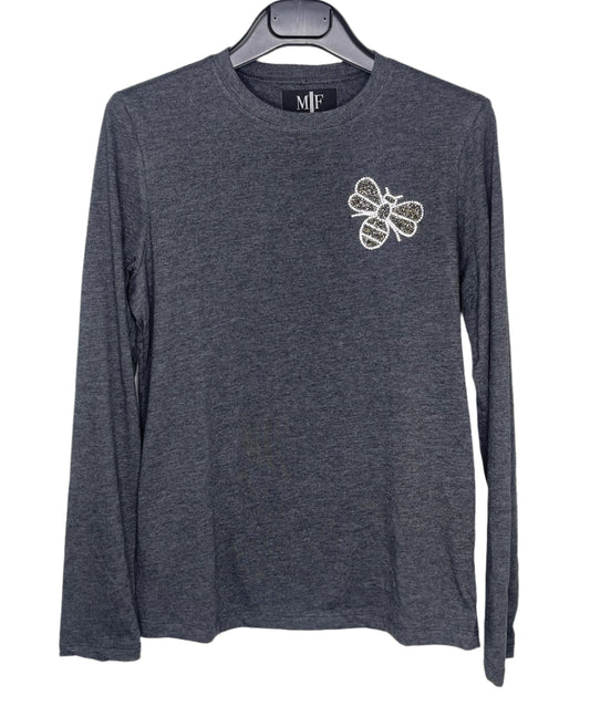 T-Shirt, Long Sleeve Gray, Sparkle Bee