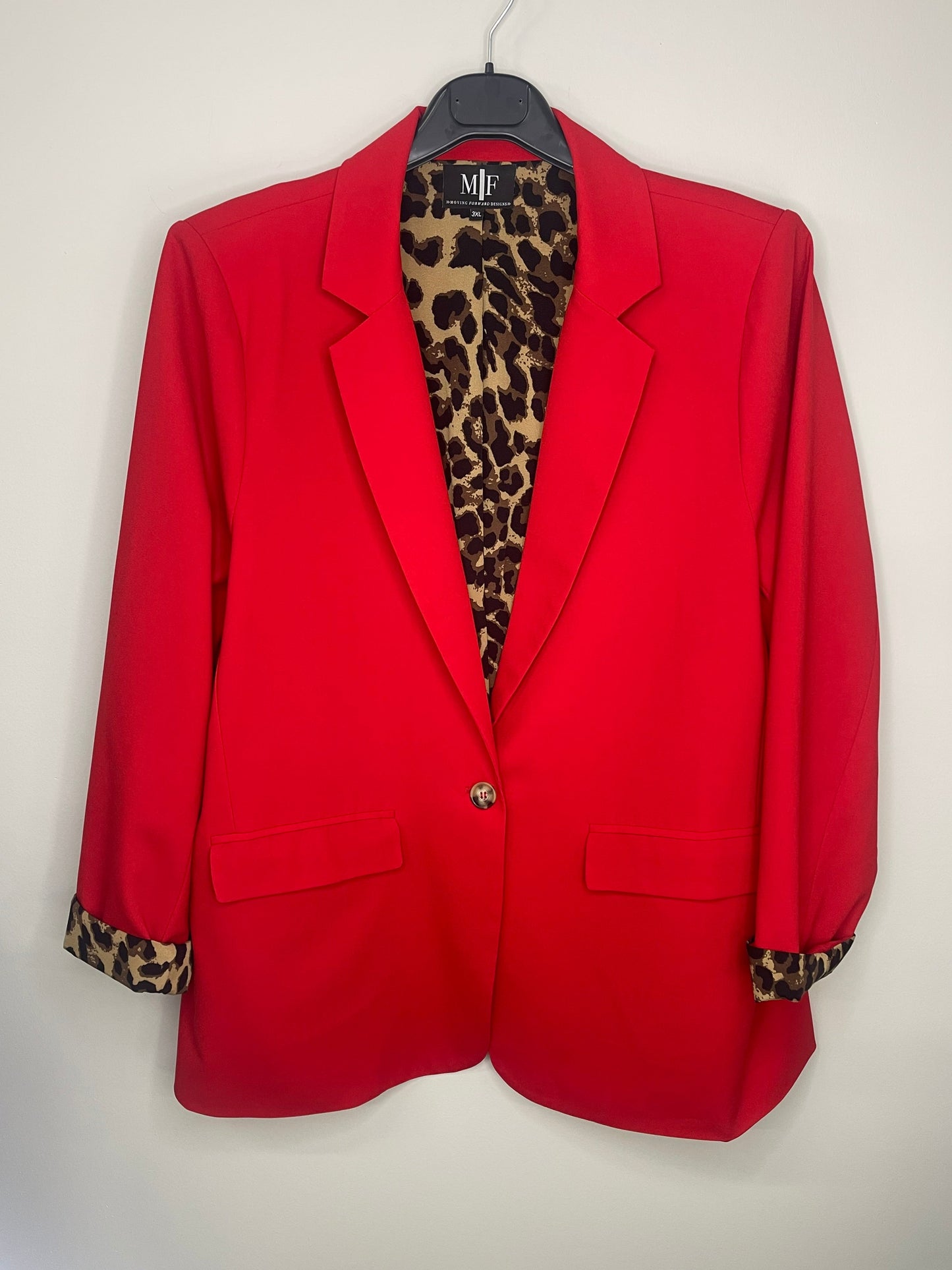 Blazer, Leopard Lined, Red