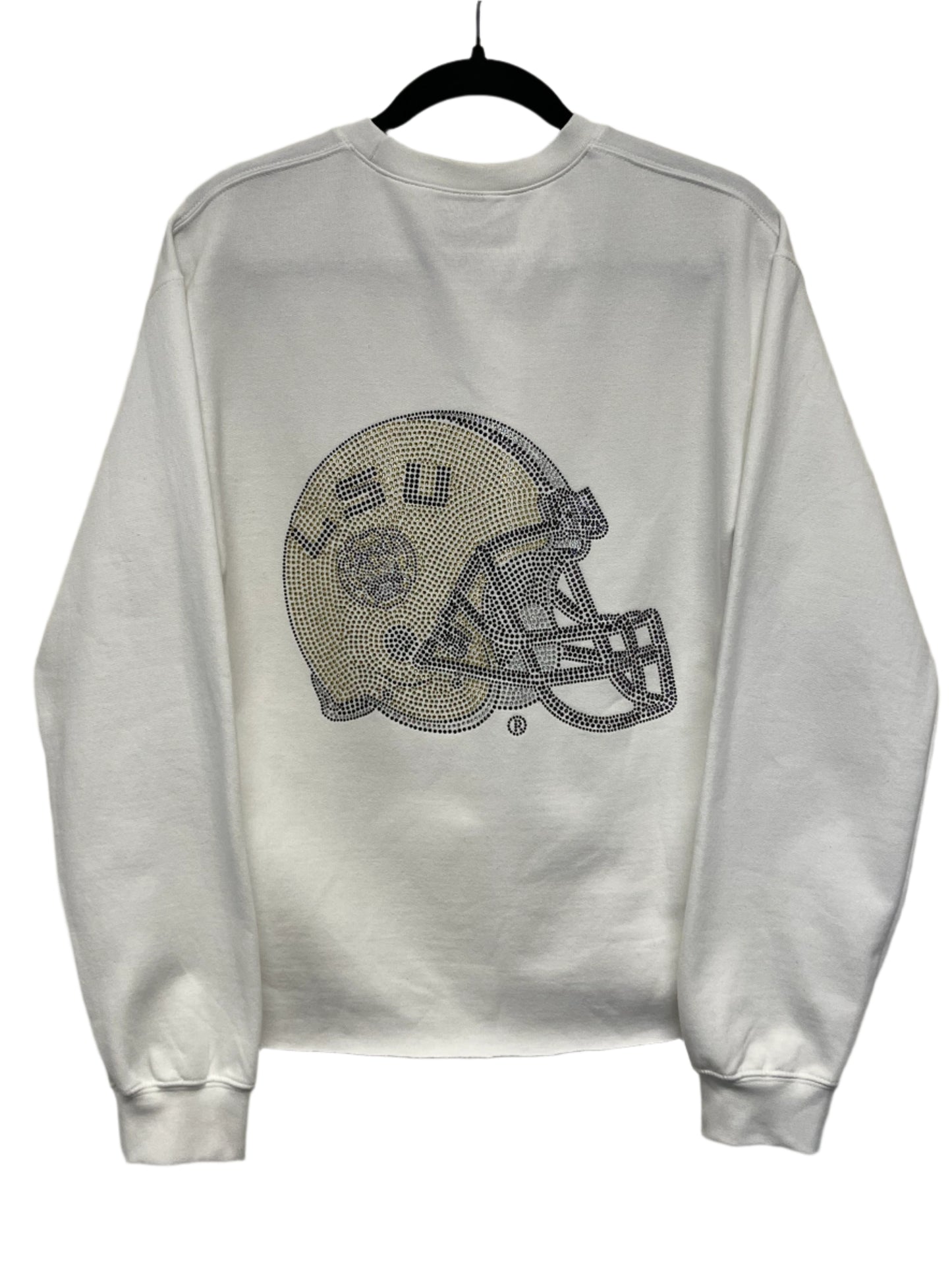 Licensed Game Day Sweatshirt, Crewneck White, LSU Helmet